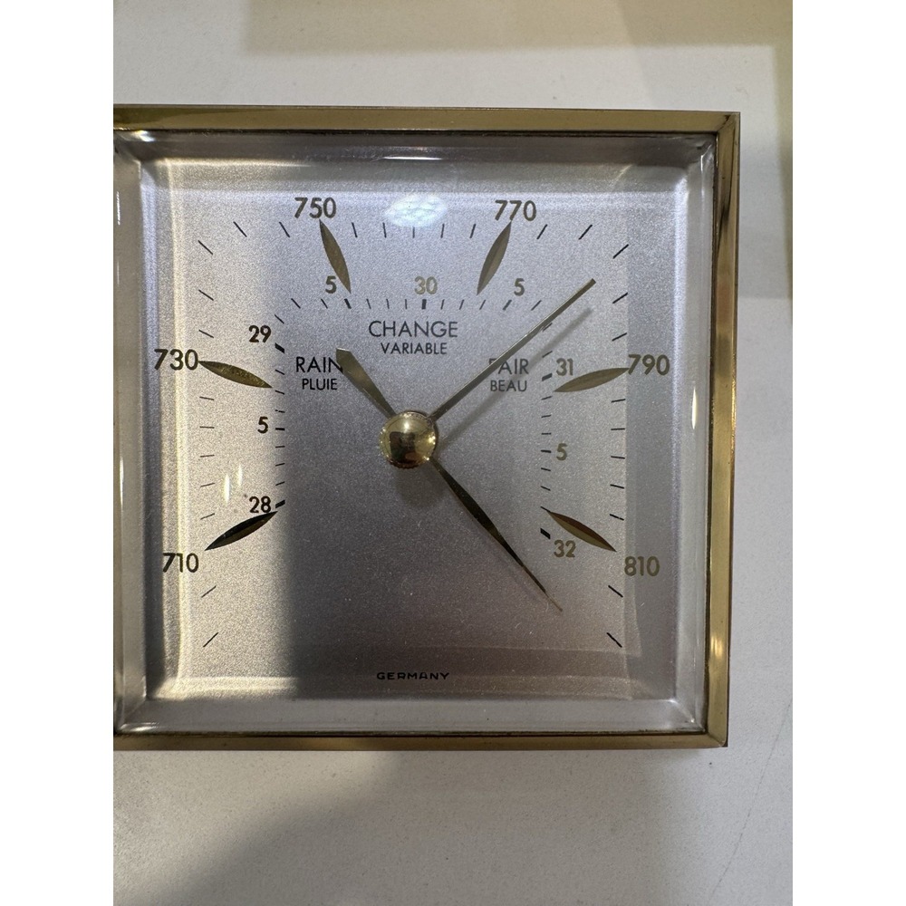 Vintage Florn Germany Desk Alarm Clock and Barometer Working - Picture 7 of 9